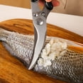 thumbnail image 3 of Tijeras de cocina resistentes, tijeras para aves de corral con resorte, tijeras de chef de acero inoxidable para huesos, pollo, aves, pescado, alimentos, carne. (Negro), 3 of 5