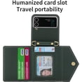 thumbnail image 5 of Zipper Wallet Purse for Samsung Galaxy Z Flip 4 5G Crossbody Case with Credit Card Holder Strap Lanyard Women Kickstand Flip Leather (Green, Z Flip 4), 5 of 9