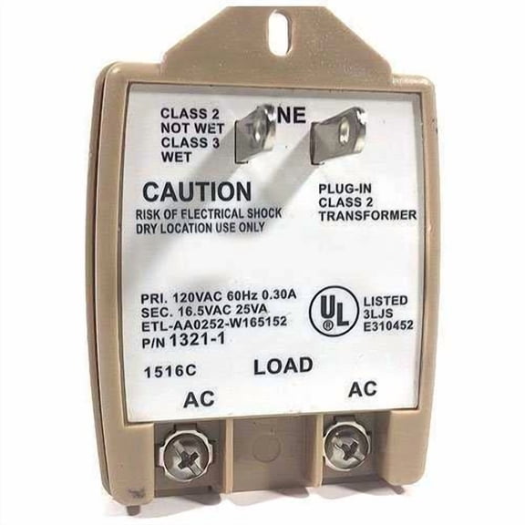 Honeywell Intrusion 1321-1 Transformer,16.5Vac 25Va