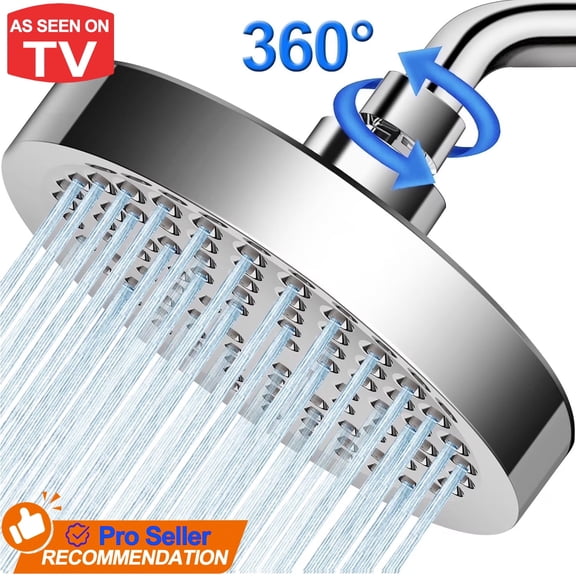 Shower Head, 6" High Pressure Rain Showerhead, Adjustable Chrome Rain Shower Heads with Durable Nozzles