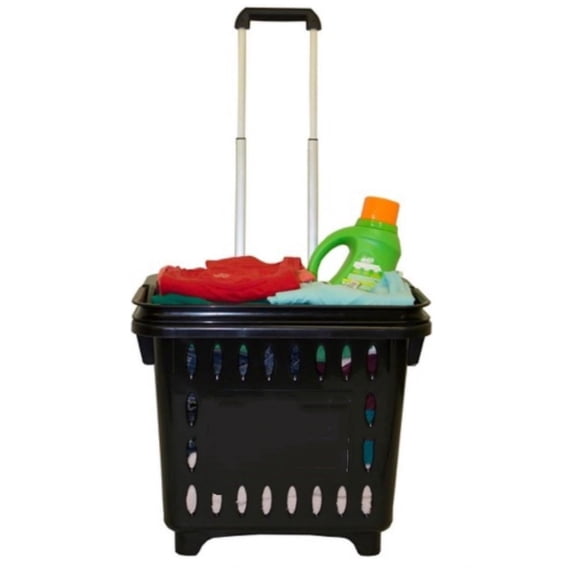 Black Grocery Cart Shopping Laundry Basket on Wheels