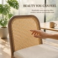 thumbnail image 4 of Mid Century Modern Rattan Dining Chairs Set of 2, Upholstered Dining Chairs with Woven Cane Back, Solid Wood Kitchen & Dining Room Side Chairs, Farmhouse Accent Chairs, Walnut Finish, Beige, 4 of 6