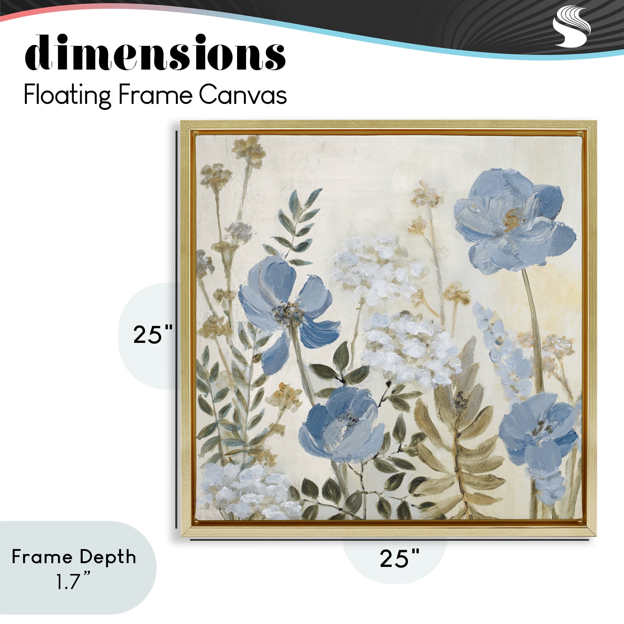 Stupell Industries Peaceful Blue Iris Garden Gold Framed Floater Canvas Wall Art, design by Lanie Loreth