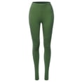 thumbnail image 2 of A2Y Women's Solid Basic Cotton Fitted Full Length Moto Leggings Army Green XL, 2 of 5