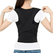Posture Corrector for Women and Men - Adjustable Upper Back Brace - Straightener Support for Neck, Clavicle, Shoulder, Lumbar - Black