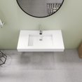 thumbnail image 2 of 35" Wall Mount Rectangle Vessel Sink with Faucet Hole, Solid Surface Bathroom Vessel Sink, 2 of 9