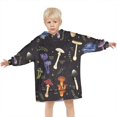 thumbnail image 3 of Red Mushroom Flower Black Pattern Blanket Hoodies for Kids 6-13YR Oversize Wearable Blanket Hoodies for Boys Girls Teens, 3 of 7