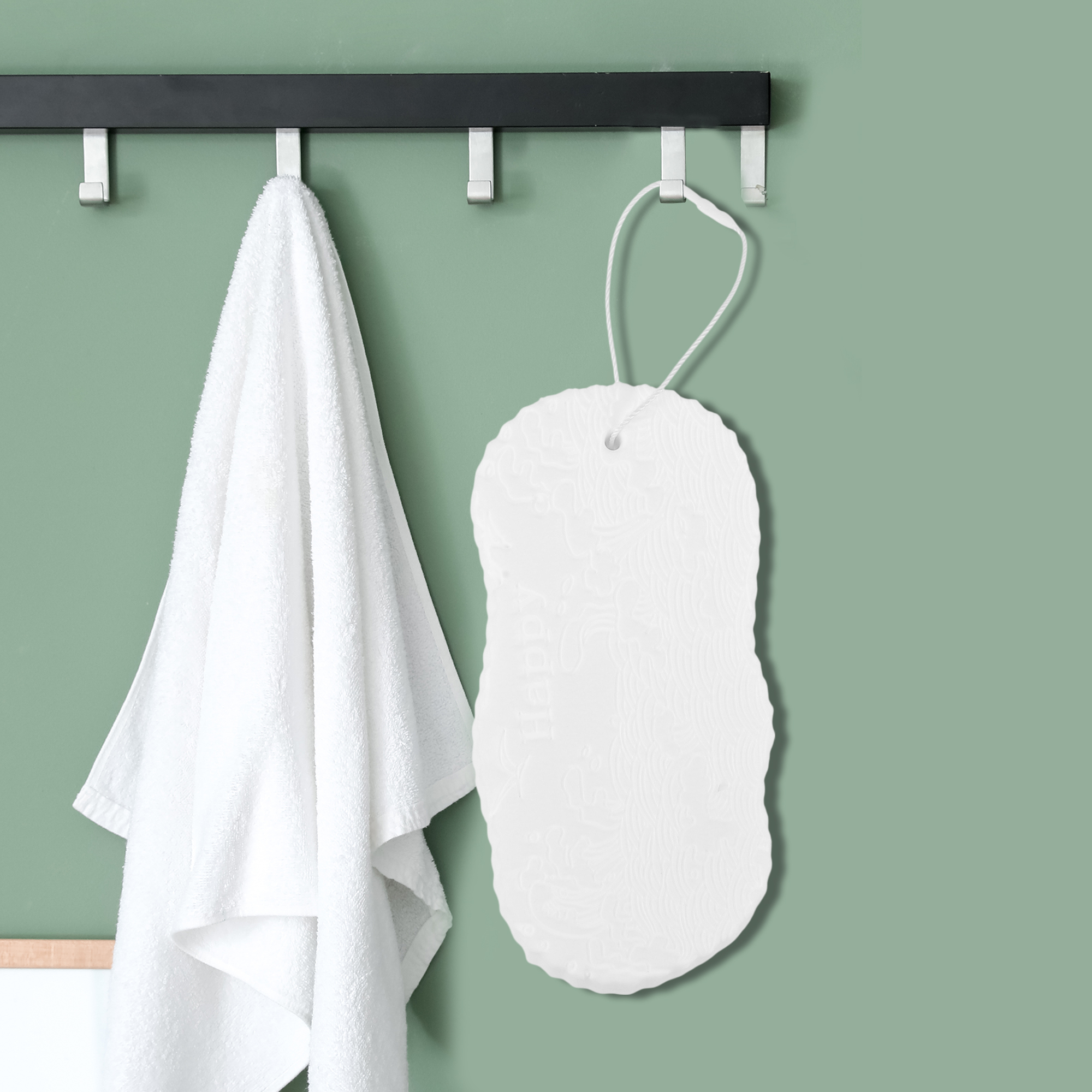 Unique Bargains Wave Pattern Bath Sponge Body Scrubber 1 Pc White