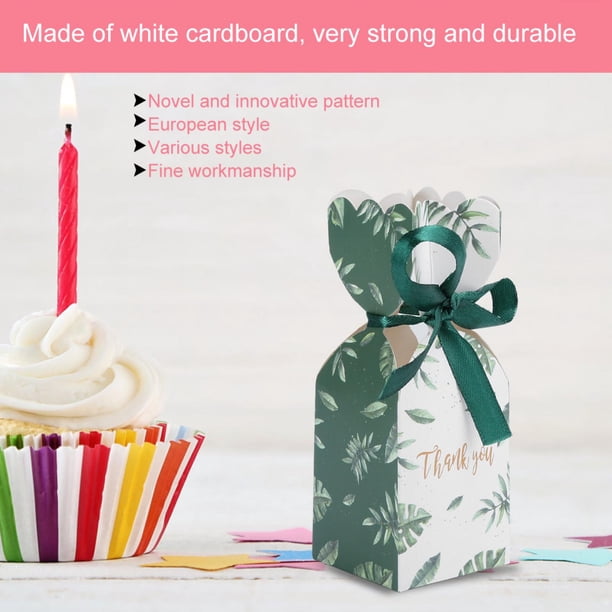 Cajas de Dulces, Caja de Dulces de Bodas, Caja de Dulces de Bodas Con Cinta 2 x 2 x 4.7 Pulgadas para Cajas de Regalo de Dulces Fiestas de Cumpeados