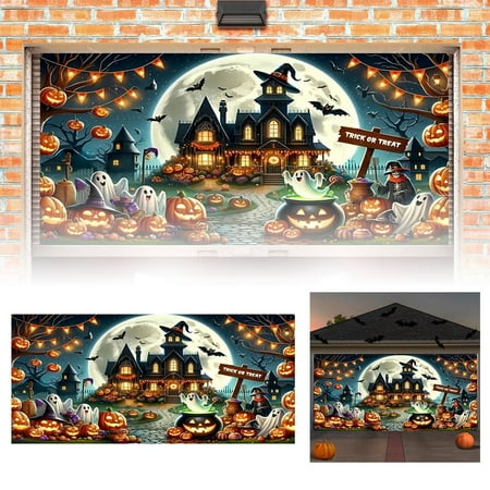 

Hot Sale Halloween Happy Background Party The Bat Cemetery Fence Photography Garage Background Party Decorations!！