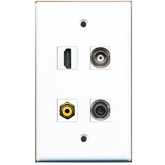 RiteAV - 1 Port HDMI 1 Port RCA Yellow 1 Port 3.5mm 1 Port BNC Wall Plate