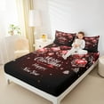 thumbnail image 4 of Manfei Happy Festival Queen Sheet Sets for Teens, Vintage Christmas Style Flat Sheet, Snowflake Ball Queen Fitted Sheet, Ultra Soft Home Decor, 4pcs, 4 of 7