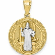 10K Yellow With Rhodium San Benito Medal Pendant Made In United States -Jewelry By Sweet Pea