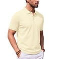 thumbnail image 3 of Delconic Men’s Classic Short Sleeve Polo Shirt with Turn Down Collar Button Closure for Business and Casual Wear Beige L, 3 of 4