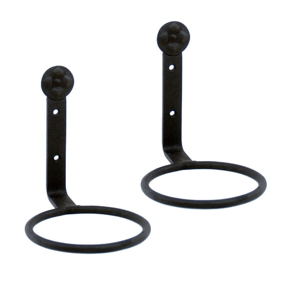 Achla Designs Set of 2 Wall Mounted Flower Pot Holder Ring Brackets, 4 Inch Diameter, Black Powder Coat Finish