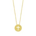 thumbnail image 1 of 14K Yellow Gold Mini Cross Pendant Necklace, 16" To 18" Adjustable, 1 of 1