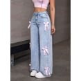 thumbnail image 5 of Baggy Jeans for 2026 Woman Tie Jeans High Waist Wide Leg Loose Pants Casual Streetwear Light Blue L, 5 of 9