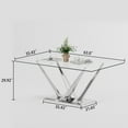 thumbnail image 2 of 63" rectangele Glass Dining Table with Silver Leg, 2 of 6