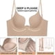 thumbnail image 2 of Women's Low Cut Deep U Plunge Bra Cleavage Enhancer Padded Push Up V Shape Backless Longline Bras With Clear Strap70C, 2 of 5