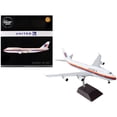 thumbnail image 3 of Boeing 747-400 Commercial Aircraft with Flaps Down "United Airlines - Saul Bass Livery" (N175UA) White with Stripes "Gemini 200" Series 1/200 Diecast Model Airplane by GeminiJets, 3 of 3