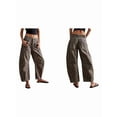thumbnail image 3 of Women'S Mid Rise Jeans Vintage Loose Wide Leg Cropped Denim Pants Y2k Baggy Boyfriend Jeans Brown Leopard M, 3 of 7
