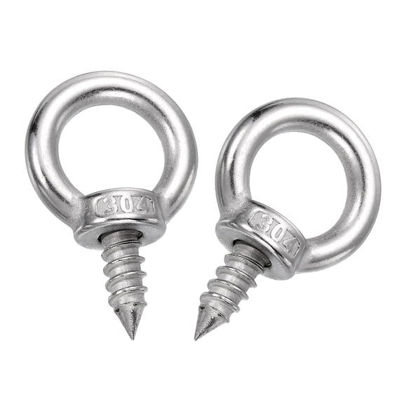 Uxcell 2Pcs M8x20mm Eye Hooks 2.1x1.3x1.3" 304 Stainless Steel Eye Bolts