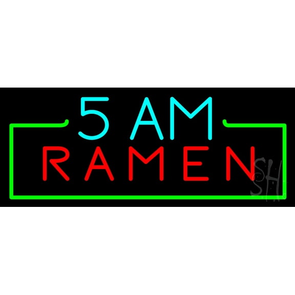 5 Am Ramen LED Neon Sign 10 x 24 - inches, Clear Edge Cut Acrylic Backing, with Dimmer - Bright and Premium built indoor LED Neon Sign for Bar decor.