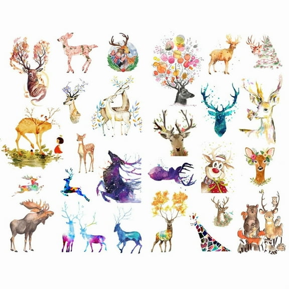 Kawaii Watercolor Deer Aesthetic Diary Travel Journal Paper Stickers Scrapbooking Stationery School Office Art Supplies