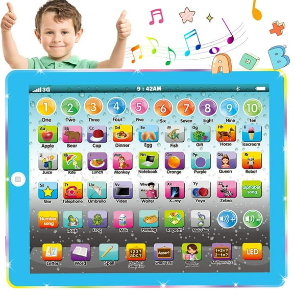 MAINYU Kids Tablet Learning Pad Toddler Tablet with ABC/Word/Song/Music/Number Electronic Interactive Toy Christmas Birthday Gifts for Educational Preschool Boys & Girls 3-8 Years Old