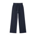 thumbnail image 5 of JIAYUE Men's Plaid Wide Leg Pants Soft Breathable Relaxed Fit Elastic Drawstring Waist Loose Fit Textured Casual Straight Trousers For Travel Beach Daily Walking, 5 of 5