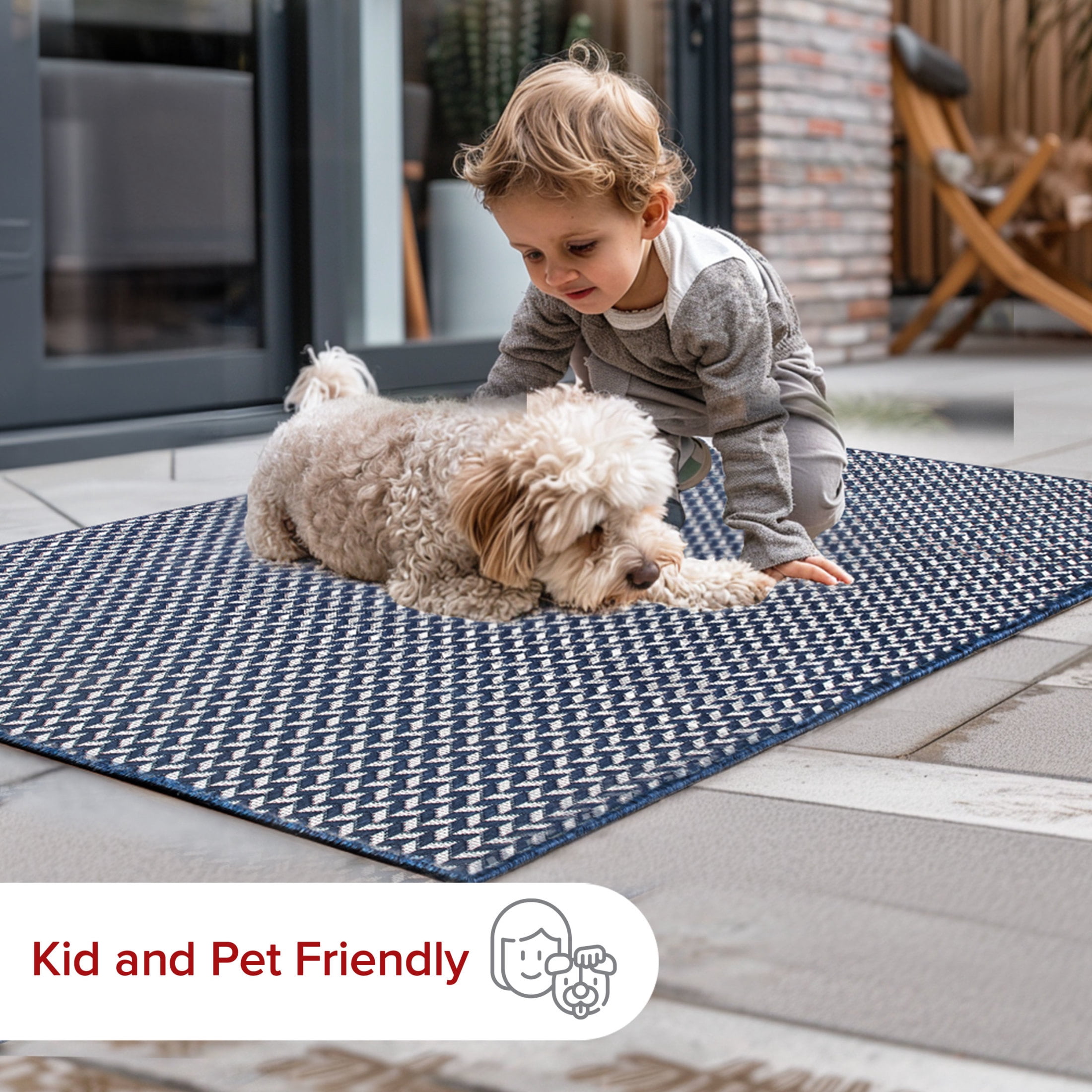 nuLOOM Camryn Herringbone Indoor/Outdoor Area Rug, 8' x 10', Camryn Navy