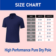 thumbnail image 2 of Zfeel Men’s Dry Fit Poly Polo Shirt, High Performance, Short Sleeve, Polyester, Navy, S, 3 Pack, 2 of 6