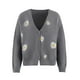 thumbnail image 1 of Suéter de mujer de Europa y Estados Unidos, suéter de abrigo bordado de crisantemo de otoño de un solo pecho, ropa de mujer, 1 of 6