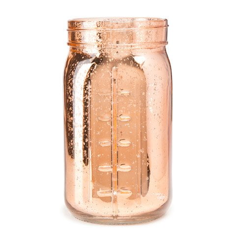 Floral Mason Jar - Copper Mercury Glass - 3.5 X 6.5 Inches