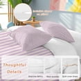 thumbnail image 3 of Purple Striped Bedding 3 Piece Duvet Cover Set Full Size, Modern Simple Farmhouse Beige Vintage Soft Microfiber Comforter Cover with Zipper Closure & Pillowcases, Wrinkle & FadeResistant Quilt Cover, 3 of 9