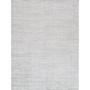 Pasargad Home Slate Collection Hand-Loomed Ivory/Silver Bsilk & Wool Area Rug- 6' 0" X 9' 0"
