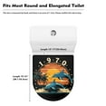 thumbnail image 5 of ZIATUBLES 1970 Vintage Sunset Dolphin Washable Stretch Fabric Toilet Bowl Lid Cover with Elastic Edges Fits Round Oval Elongated Lids Bathroom Decor Accessories, 5 of 6