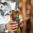 thumbnail image 6 of Autism Awareness Colorful Puzzle Piece Skinny Stainless Steel Tumbler Vacuum Insulated Double Wall with Lid Straw 20oz Water Tumbler Cup, Vacuum Insulated Double Wall Travel Tumbler, 6 of 6