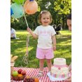 thumbnail image 3 of BemeyourBBs Toddler Baby Girls Birthday Outfit 1st 2cd 3rd Years Old Birthday Clothes Short Sleeve Cake Embroidery T Shirt Tops with Plaid Shorts Set 2Pcs Toddler Girl Summer Outfit, 3 of 9