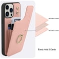 thumbnail image 5 of Wallet Case Compatible with iPhone 14 Pro Max with Card Holder [Built in 360 Rotation Ring Kickstand] PU Leather Shockproof Anti-Scratch Slim Protective Cover for Women-Rose Gold, 5 of 12