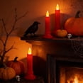 thumbnail image 4 of Battery Operated LED Candles, Multi-Color Multi-Size LED Candle Tabletop Decor, Halloween Table Centerpiece Ornament for Thanksgiving Harvest & Christmas Holiday Dining Table Decor (Red, L), 4 of 7
