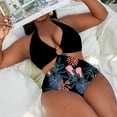 thumbnail image 3 of Guiexla Bikini Deep V Neck High Elasticity Splicing One Piece Floral Print Summer Women Swimsuit for Pool Party, 3 of 8