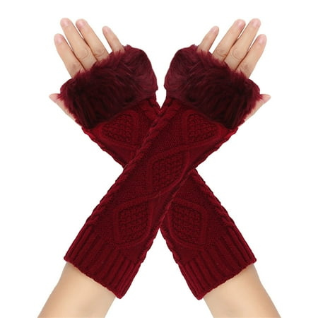 

Outdoor Gloves Working Gloves Cotton Mens Gloves Driving Gloves Thin Work Gloves Driving Womens Gloves Warm knitted woolen gloves for women in autumn and winter Wine One Size