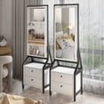 thumbnail image 3 of Holaki Swivel Jewelry Mirror Armoire, Rotating Floor Standing Mirror Cabinet With 2 Drawers, Open Shelf, Large Storage Capacity, White Finish, 3 of 10