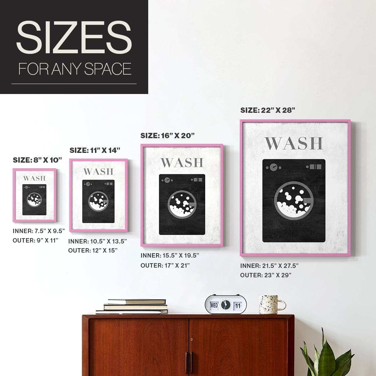 Wash Framed Print in Pink Solid Wood 11 x 14 Framed Print