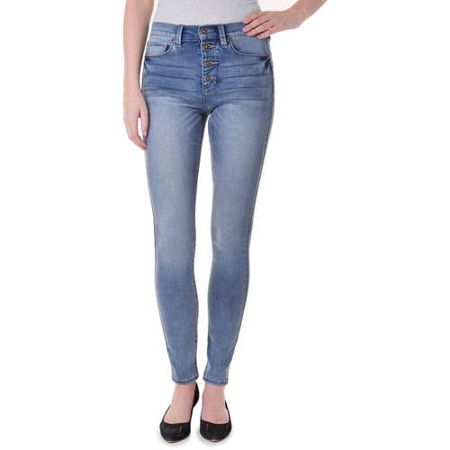 Juniors' Exposed Button High Waisted 