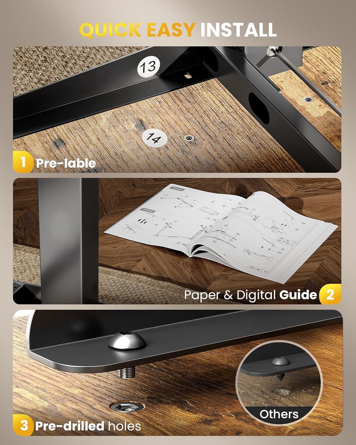 L-Shaped Standing Desk - 55 Inch Adjustable Corner Desk, Electric Sit-Stand Computer Table with Memory Controller for Home Office