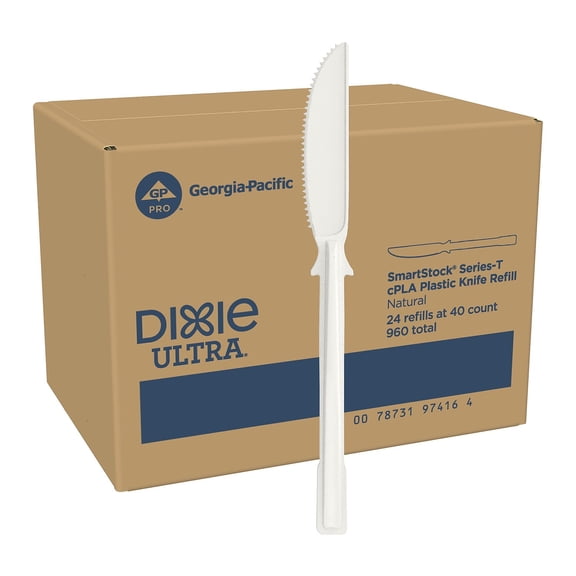 Dixie Ultra SmartStock Series-T Compostable Plastic Knife Refill Beige 40/Pack 24 Packs/Carton