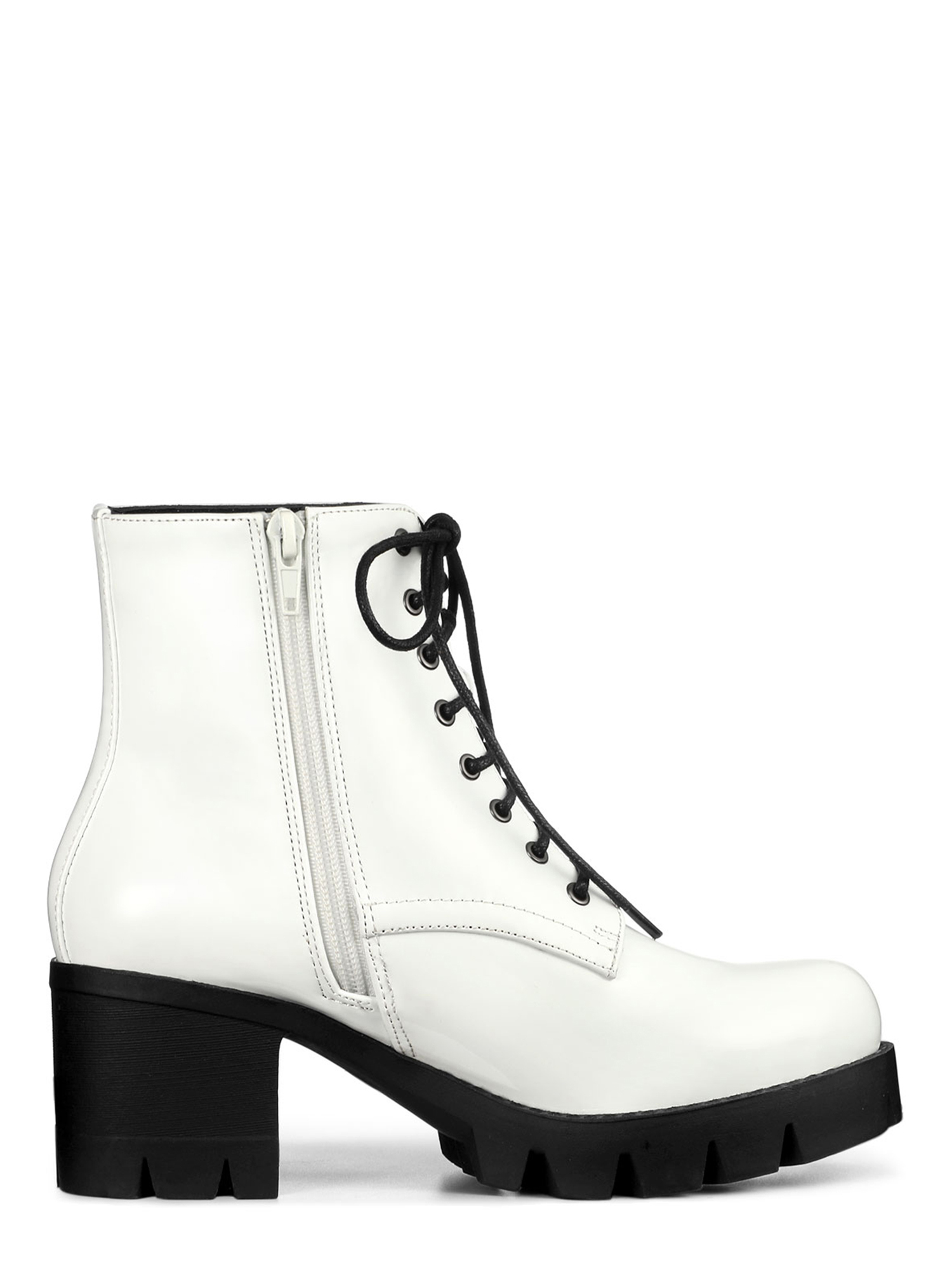Unique Bargains Women's Platform Chunky Heels Combat Boots