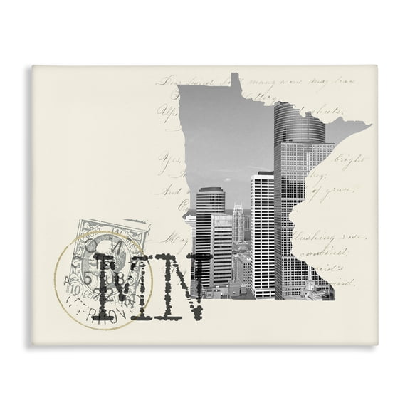 Stupell Industries Victorian Minnesota Black and White Photograph on Cream Paper Postcard Canvas Art, 30 x 24, by Lil' Rue